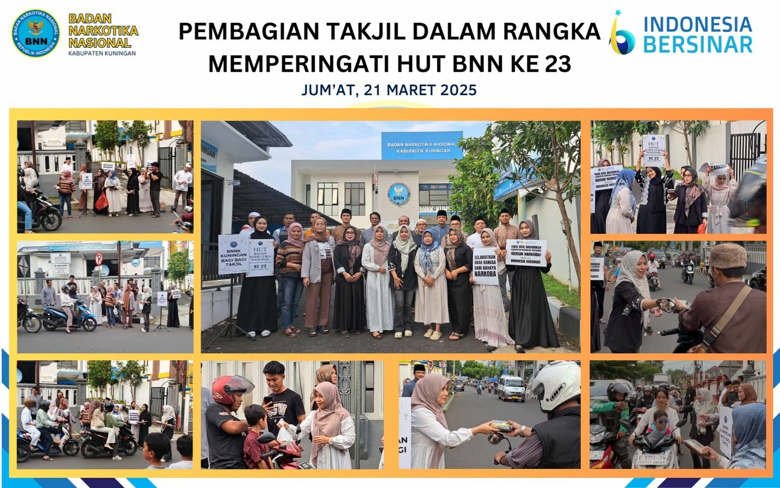 BNNK Kuningan Peringati Harlah BNN ke-23 dengan Berbagi Takjil kepada Pengguna Jalan BNNK Kuningan Peringati Harlah BNN ke-23 dengan Berbagi Takjil kepada Pengguna Jalan
